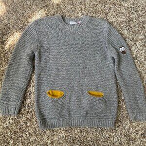 Zara Gray Knit Owl Yellow Pocket Long Sleeve Sweater - Size 4-5 Years